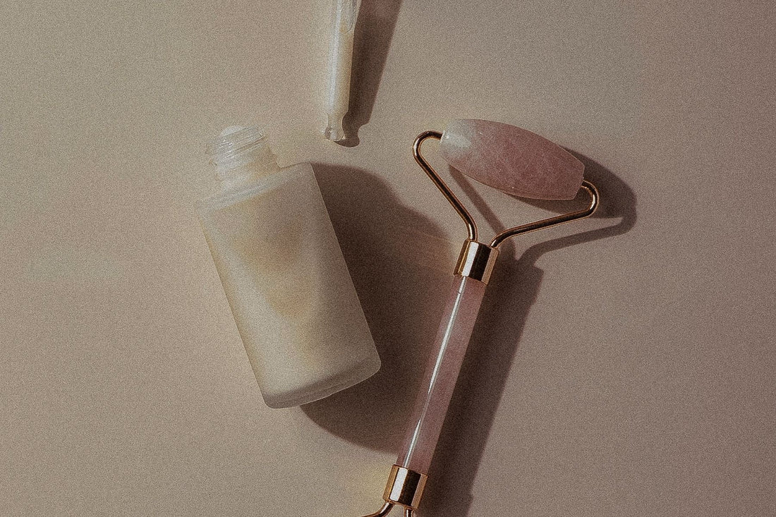 pink jade roller and facial oil