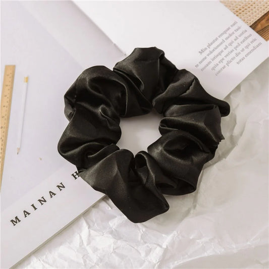 Black Satin Hair Scrunchies