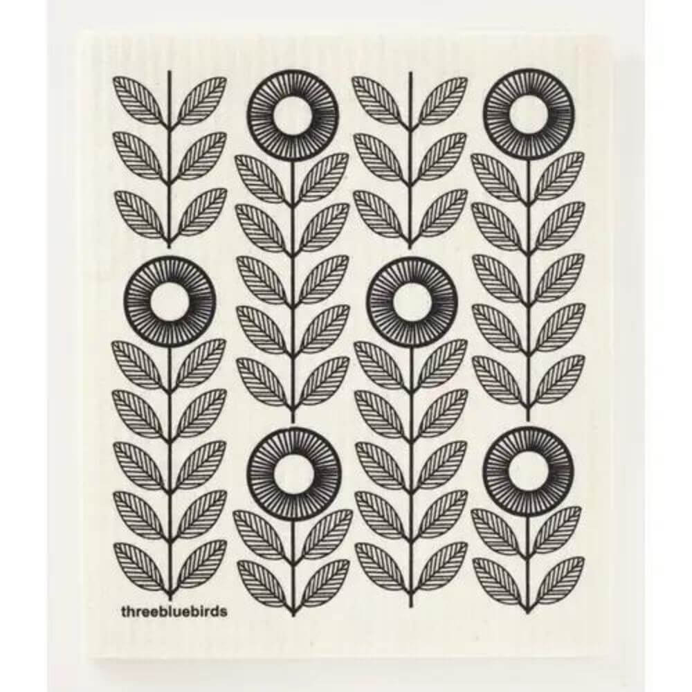 Black Sunflowers Swedish Dishcloth
