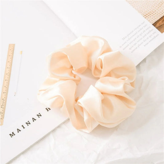 Champagne Thick Satin Hair Scrunchies